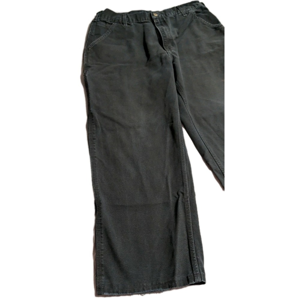 Carhartt USA Made Dungaree Work Pants Black 36x30 Cropped 26.5 Inseam Distressed - Picture 9 of 10